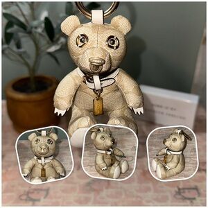 COACH Bear Bag Charm in Signature Coated Canvas & Refined Pebble Leather, NWOT